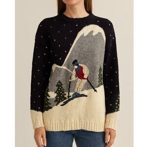 Maurices Vintage Skiing Wool Shetland Embroidered Sweater